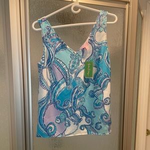 Lilly Pulitzer Cipriani Top, Searulean Blue Test the Water, size M, NWT.